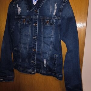 Skinny Fries Distressed Deep Blue Denim Jacket